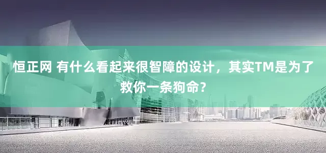 恒正网 有什么看起来很智障的设计，其实TM是为了救你一条狗命？