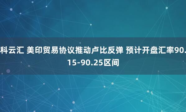 科云汇 美印贸易协议推动卢比反弹 预计开盘汇率90.15-90.25区间